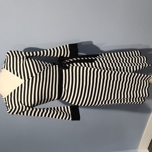 DVF "New Julian Two" black and white stripe wrap dress